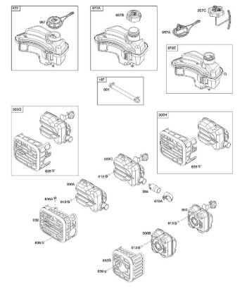 B&S - serijska številka  od 09  09P702-0054-H1 F - Izpušni sistem, dovod goriva della Marca Stihl