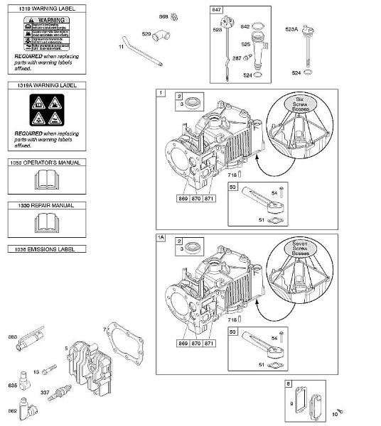 B&S - serijska številka  od 09  09T602-0126-B1 E - Cilinder, glava cilindra, mazanje, navodila za uporabo, opozorilna oznaka della Marca Stihl