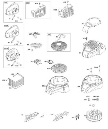 B&S - serijska številka  od 10  100602-0161-B8 C - Ohišje/okovi ventilatorja, izpušni sistem, vztrajnik, povratni zaganjalnik della Marca Stihl