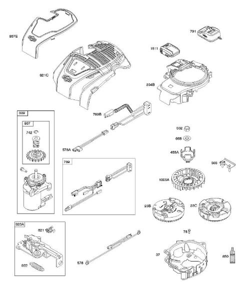 B&S - serijska številka  od 10  103M02-0061-H1 C - Kotva magneta, upravljalni elementi, elektricna naprava, In-Start, motor zaganjalnika, vztrajnik della Marca Stihl
