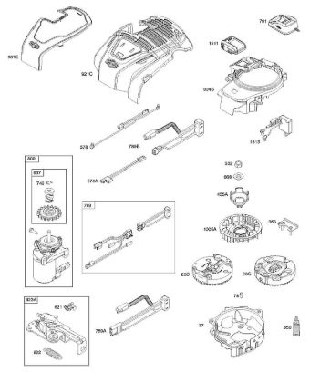 B&S - serijska številka  od 10  104M05-0024-H1 C - Ohišje ventilatorja, upravljalni elementi, elektricna naprava, vztrajnik della Marca Stihl