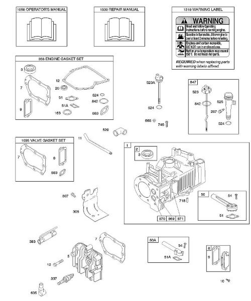 B&S - serijska številka  od 10  10F902-0111-B1 F - Cilinder, glava cilindra, komplet tesnil - motor, komplet tesnil - ventil, mazanje della Marca Stihl