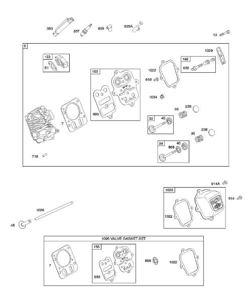 B&S - serijska številka  od 11  110412-0153-E1 C - Glava cilindra, komplet tesnil ventila della Marca Stihl