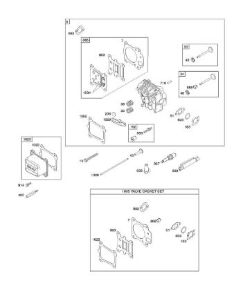 B&S - serijska številka  od 12  122Q02-0171-B1 F - Glava cilindra, komplet tesnil-ventili, ventili della Marca Stihl