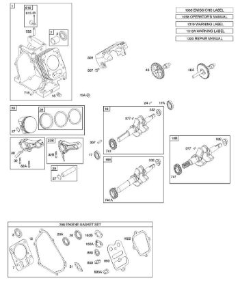 B&S - serijska številka  od 12  126392-1274-B8 C - Odmicna gred, rocicna gred, cilinder, sklop batov della Marca Stihl
