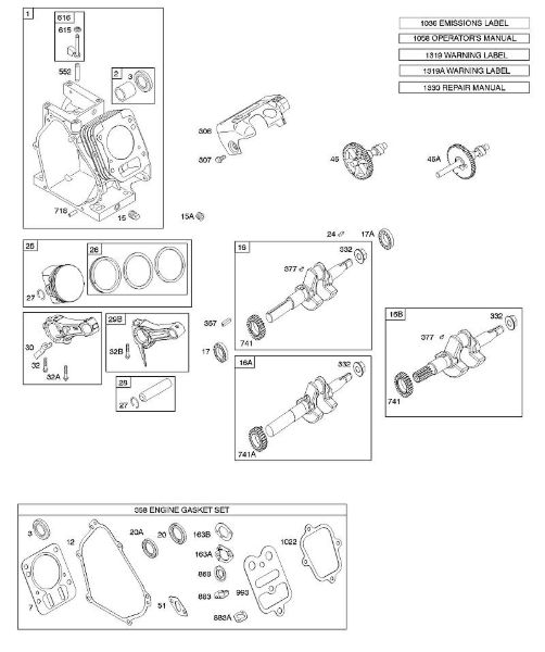 B&S - serijska številka  od 12  126392-3274-H8 C - Odmicna gred, rocicna gred, cilinder, sklop batov della Marca Stihl