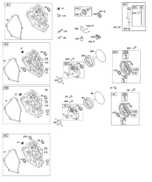 B&S - serijska številka  od 12  126392-3274-H8 E - Okrov rocicne gredi, reduktor, mazanje della Marca Stihl