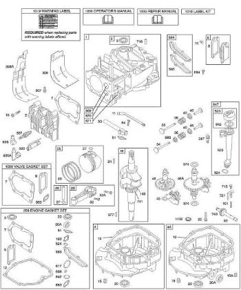 B&S - serijska številka  od 12  12F802-1360-01 D - Odmikala, rocicna gred, cilinder, oljna kad motorja, komplet/tesnila, mazanje, sklop batov, ventili della Marca Stihl