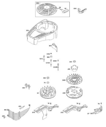 B&S - serijska številka  od 12  12Q902-0154-B1 C - Ohišje ventilatorja, pokrov/varovala, vztrajnik, povratni zaganjalnik della Marca Stihl