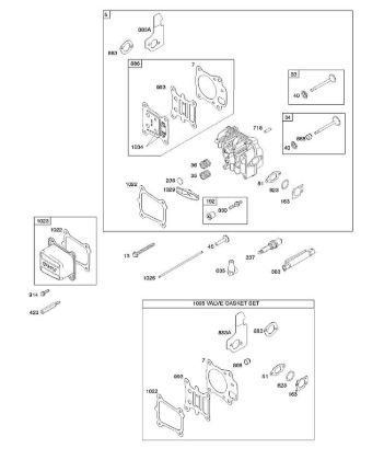 B&S - serijska številka  od 12  12Q902-0169-B1 G - Glava cilindra, komplet tesnil-ventili, ventili della Marca Stihl