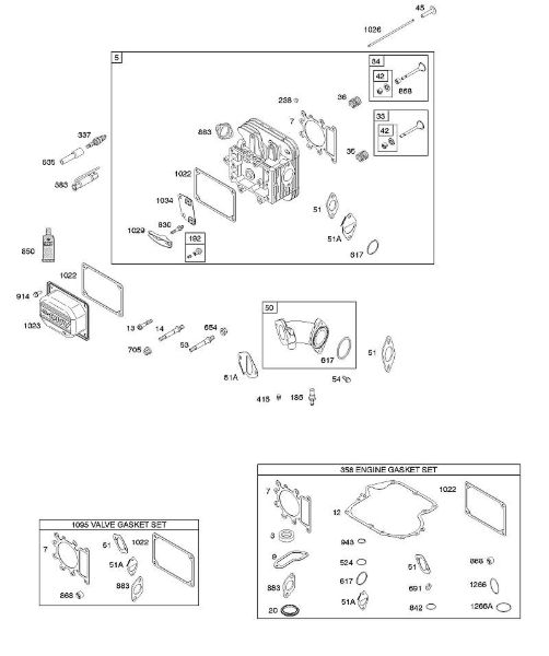 B&S - serijska številka  od 21  217902-0119-E1 F - Glava cilindra, komplet tesnil - motor, komplet tesnil - ventil, dovodno koleno, ventili della Marca Stihl
