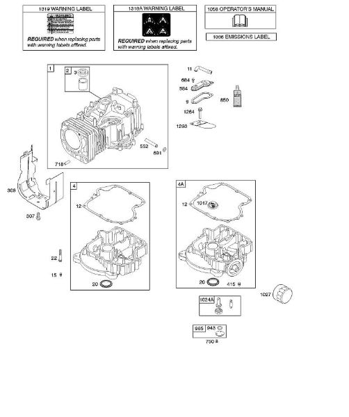 B&S - serijska številka  od 21  21B807-0135-B1 G - Cilinder, oljna kad motorja, mazanje, navodila za uporabo, opozorilna oznaka della Marca Stihl