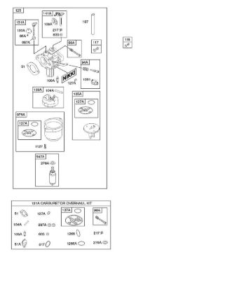 B&S - serijska številka  od 21  21B807-0668-B1 D - Uplinjac, komplet za pregled uplinjaca della Marca Stihl