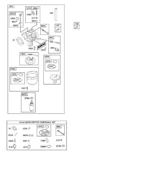 B&S - serijska številka  od 21  21B807-0668-B1 D - Uplinjac, komplet za pregled uplinjaca della Marca Stihl