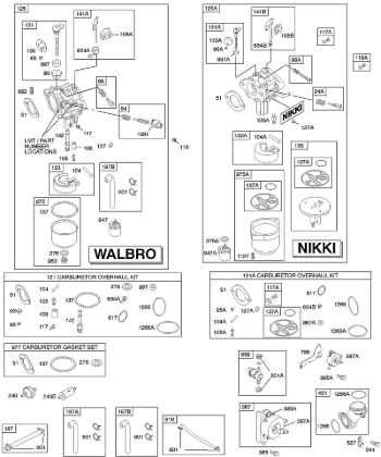 B&S - serijska številka  od 28  282H07-0111-E1 D - Uplinjac, dovod goriva, komplet za pregled uplinjaca della Marca Stihl