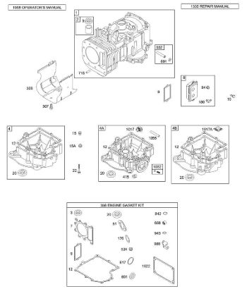B&S - serijska številka  od 31  311707-0146-E1 F - Cilinder, oljna kad, komplet tesnil della Marca Stihl