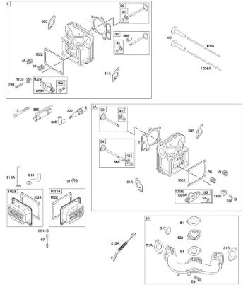 B&S - serijska številka  od 40  401577-0124-B1 D - Glava cilindra, pokrov roke prevesice, dovodno koleno della Marca Stihl