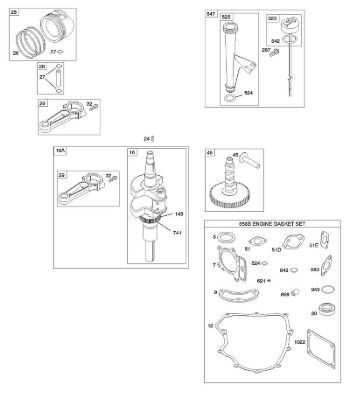 B&S - serijska številka  od 40  407577-0111-E1 C - Odmicna gred, rocicna gred, komplet tesnil - motor, mazanje, bati, obrocki, povezovalni drog della Marca Stihl