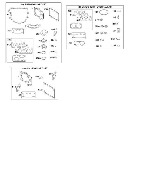 B&S - serijska številka  od 44  445577-0125-B1 G - komplet tesnil motor/ventil, oprema za pregled uplinjaca della Marca Stihl