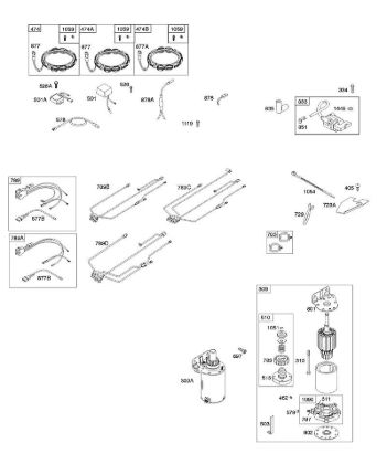 B&S - serijska številka  od 44  445577-0138-B1 A - Alternator, ogrodje ožicenja, zaganjalnik, vžig della Marca Stihl