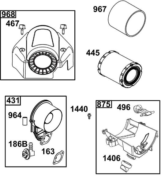 B&S - serijska številka  od 49  49T877-0046-G1 A - SKLOP ZRAcNEGA FILTRA della Marca Stihl