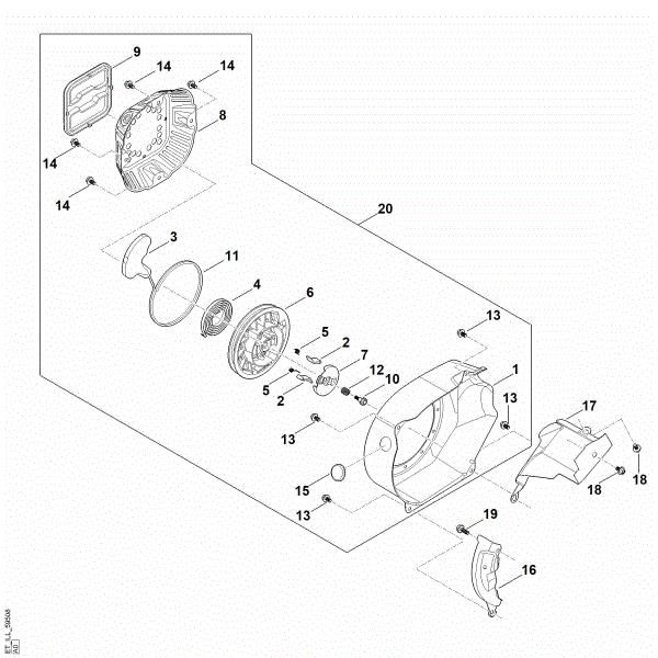 Slika J - Sistem za zagon, ohišje ventilatorja EHC 600.0 (EHC600-0002)