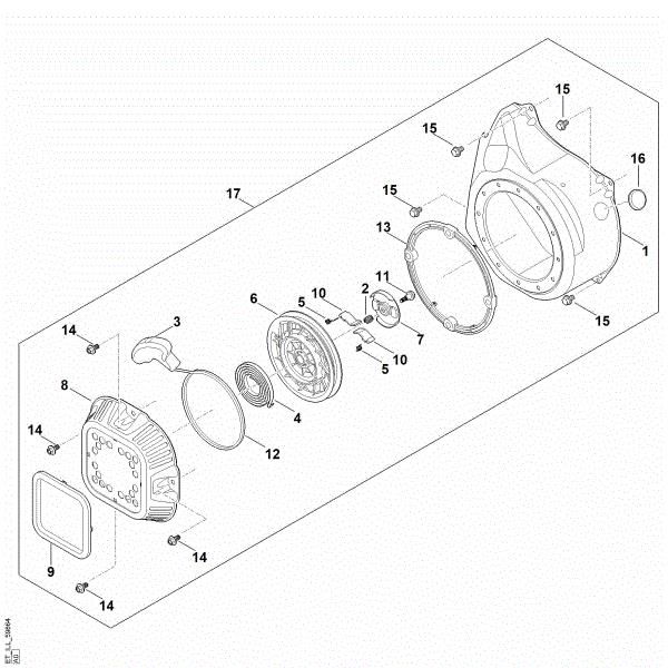 Slika J - Sistem za zagon, ohišje ventilatorja EHC 700.0 (EHC700-0003)