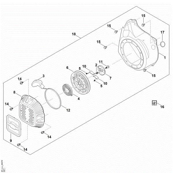 Slika J - Sistem za zagon, ohišje ventilatorja EHC 705.0 (EHC705-0001)