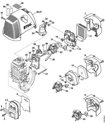 Kombi motorji (KM) KM 130 Dušilec zvoka, zracni filter della Marca Stihl