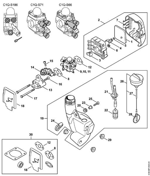 Kombi motorji (KM) KM 55 RC-E Zracni filter, rezervoar za gorivo della Marca Stihl
