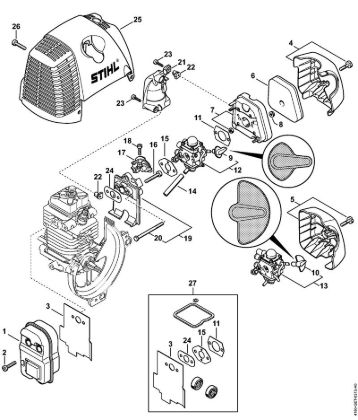 Kombi motorji (KM) KM 90 Dušilec zvoka, zracni filter della Marca Stihl