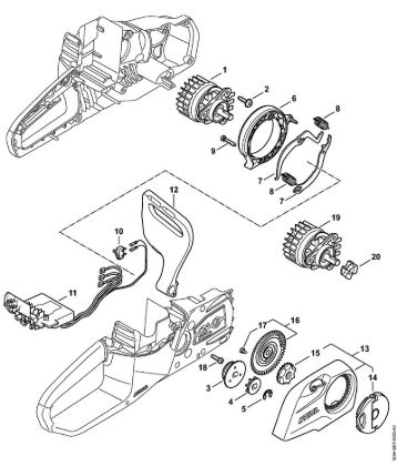 Akumulatorska motorna žaga (MSA) MSA 140 C-B Elektromotor, elektronski modul, pokrov verižnika 443746233 della Marca Stihl