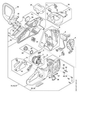 Slika Elektromotor, elektronski modul, Ohišje rocaja MSA 220.0 C-B