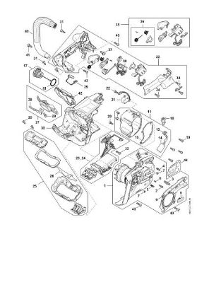 Slika Elektromotor, elektronski modul, Ohišje rocaja MSA 220.0 T