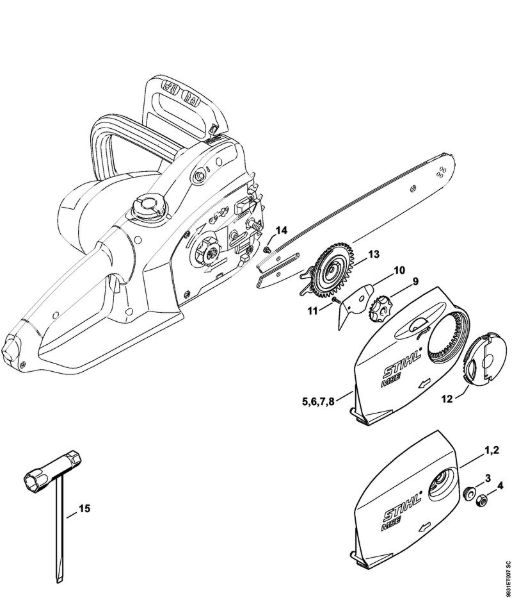 Elektricne motorne žage (MSE) MSE 190 C-BQ Pokrov verižnika, orodja della Marca Stihl