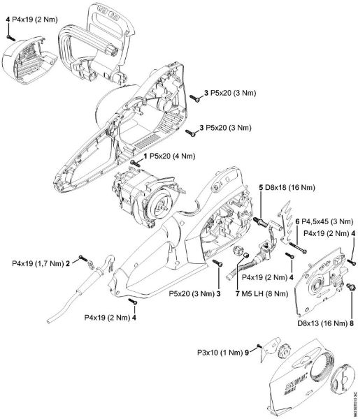 Elektricne motorne žage (MSE) MSE 230 C-BQ Pritezni momenti della Marca Stihl