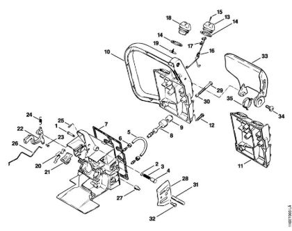 Zage z bencinskim motorjem (MS) 015 AV Ohišje rocaja della Marca Stihl