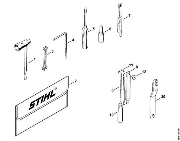 Zage z bencinskim motorjem (MS) 020 (1114) Orodje, posebni pribor della Marca Stihl