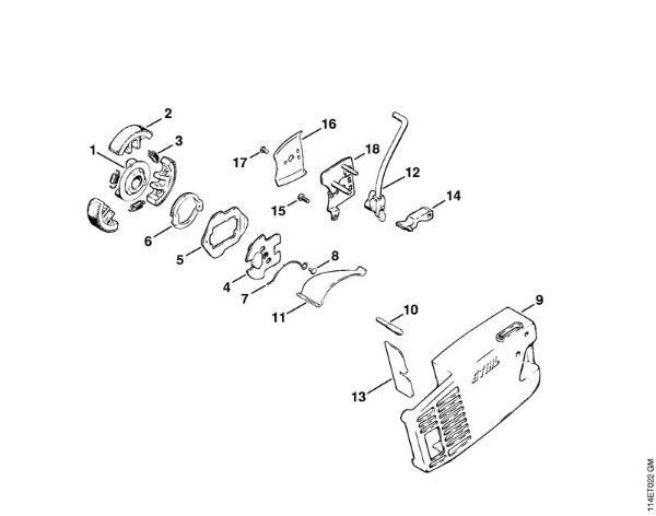 Zage z bencinskim motorjem (MS) 020 (1114) Zavora verige s prekinjalno sklopko (2.80) della Marca Stihl