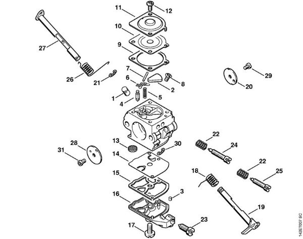 Zage z bencinskim motorjem (MS) 020 T Uplinjac C1Q-S16 020 T (17.1999) della Marca Stihl
