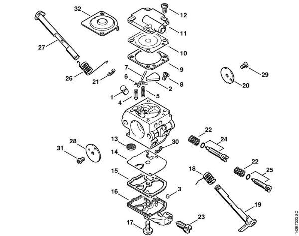 Zage z bencinskim motorjem (MS) 020 T Uplinjac C1Q-S32 della Marca Stihl