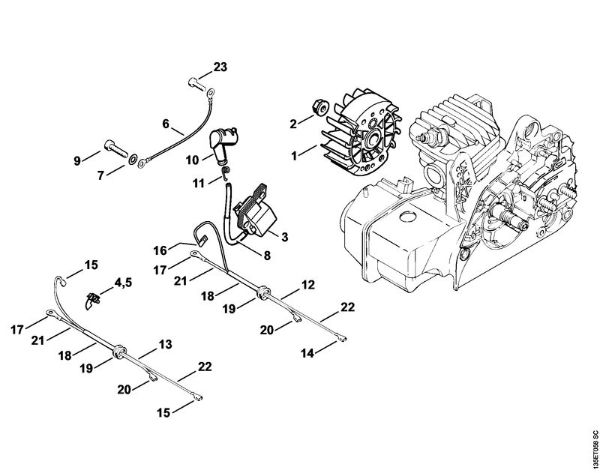 Zage z bencinskim motorjem (MS) 021 Vžigalna naprava della Marca Stihl