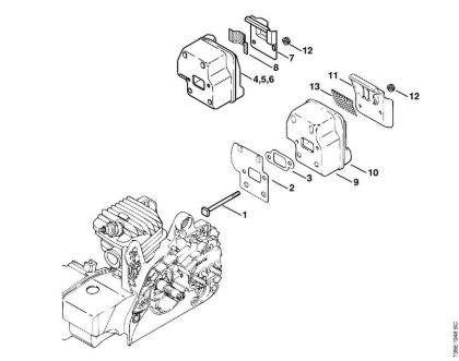 Zage z bencinskim motorjem (MS) 023 Dušilec zvoka della Marca Stihl