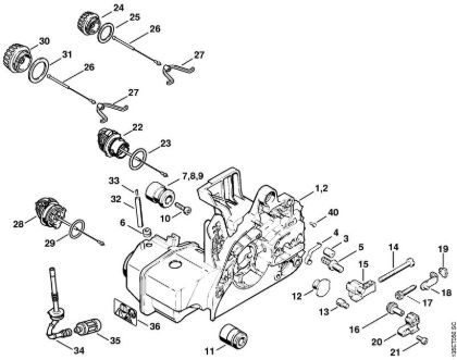 Zage z bencinskim motorjem (MS) 023 Ohišje motorja della Marca Stihl