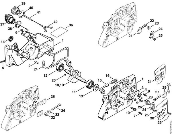 Zage z bencinskim motorjem (MS) 024 Ohišje zaganjaca della Marca Stihl