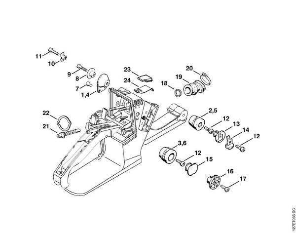 Zage z bencinskim motorjem (MS) 024 S AV-sistem della Marca Stihl