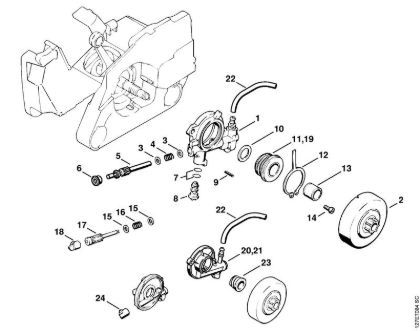 Zage z bencinskim motorjem (MS) 024 SW Oljna crpalka della Marca Stihl