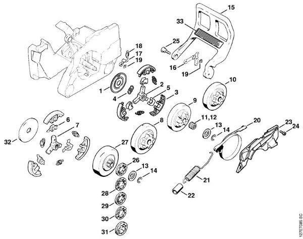 Zage z bencinskim motorjem (MS) 024 SW Sklopka, verižnik della Marca Stihl