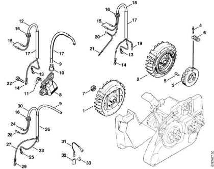 Zage z bencinskim motorjem (MS) 024 SW Vžigalna naprava della Marca Stihl