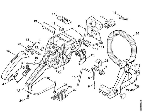 Zage z bencinskim motorjem (MS) 025 Ohišje rocaja della Marca Stihl